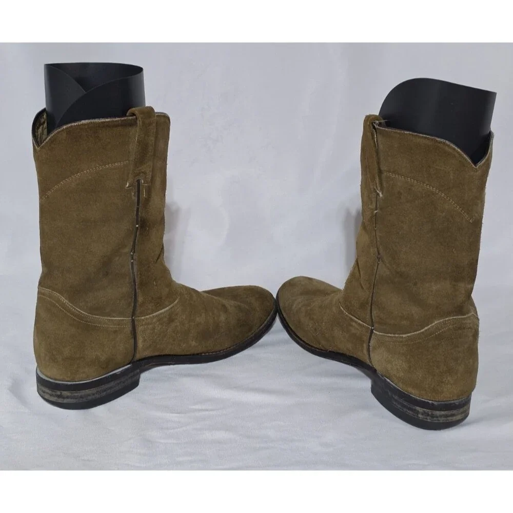 Caborca Mens Vintage Brown Suede Leather Cowboy Boots Size 8.5 US 26.5 Mex Wide
